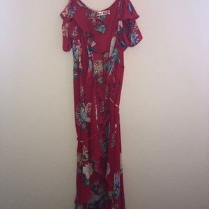 Red floral summer dress
